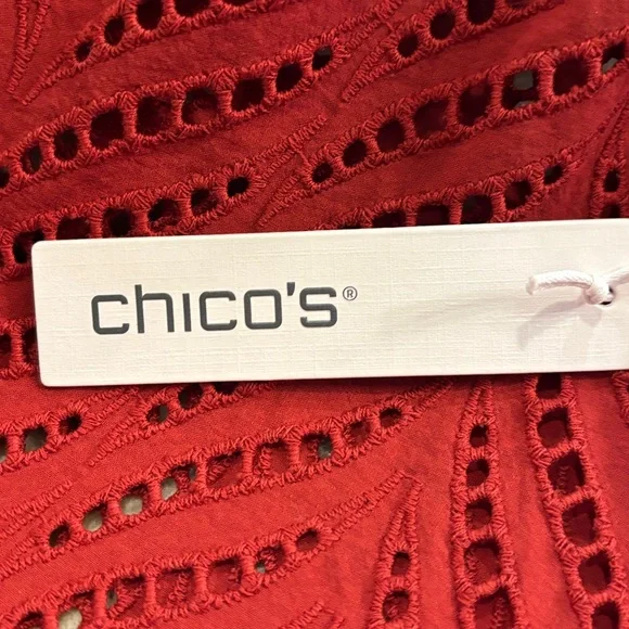 NWT Chico’s Moroccan lace shirt color smoked paprika size 14 (2.5) - Picture 6 of 7